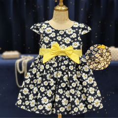 Girls' Boutique Floral Party Dress | Premium 2-Piece Daisy Collection with Matching Hat