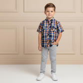 Premium 2-Piece Casual Shirt Set | Mint Checkered Button-Down & Graphic Inner Tank Top