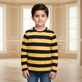 Boys Classic Crew Neck Striped Tee | Kids Premium Cotton Full-Sleeve Casual Shirt