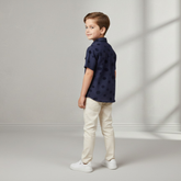 Premium 2-Piece Smart-Casual Set | Formal Slate Grey Shirt & Graphic Inner Tank Top