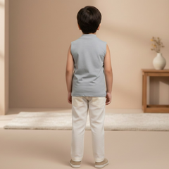 Premium 2-Piece Smart-Casual Set | Formal Slate Grey Shirt & Graphic Inner Tank Top