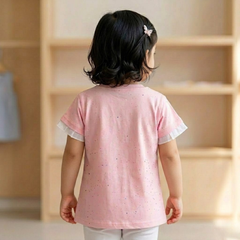 Little Diva "Sweet TWO" Butterfly Tee | Premium Pink Cotton Shirt with Ruffled Sleeves