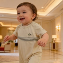 Boys' Boutique Luxury Polo Romper | Elegant Black & White Summer One-Piece