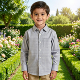 Premium Boys' Mid-Season Layered Shirt | Full-Sleeve Checkered Shirt with Fixed Graphic Inner