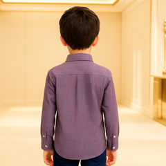 Premium Boys' Mid-Season Layered Shirt | Full-Sleeve Checkered Shirt with Fixed Graphic Inner