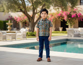 Boys Luxury 2-Piece Set: Premium Textured Over-Shirt with Graphic Inner