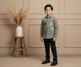 Boys Luxury 2-Piece Shirt Set Designer Over-Shirt with Matching Inner