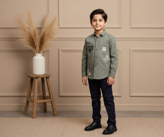 Boys Luxury 2-Piece Shirt Set Designer Over-Shirt with Matching Inner