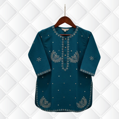 Girls' Premium 3-Piece Eastern Suit | Elegant Printed Frock with Matching Dupatta