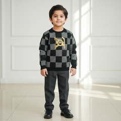 Boys Luxury Damier Sweatshirt Premium Kids Winter Eid Outfit
