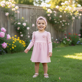 Luxury Girls' Ribbed Knit Ruffle Dress – Premium Woonel Frock