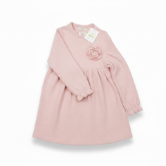 Luxury Girls' Ribbed Knit Ruffle Dress – Premium Woonel Frock