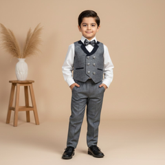 Premium 3-Piece Formal Party Wear Suit | Tailored Waistcoat, Crisp White Shirt & Matching Trousers