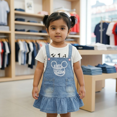 Girls' Denim Pinafore Dungaree Set | Trendy 2-Piece Summer Outfit