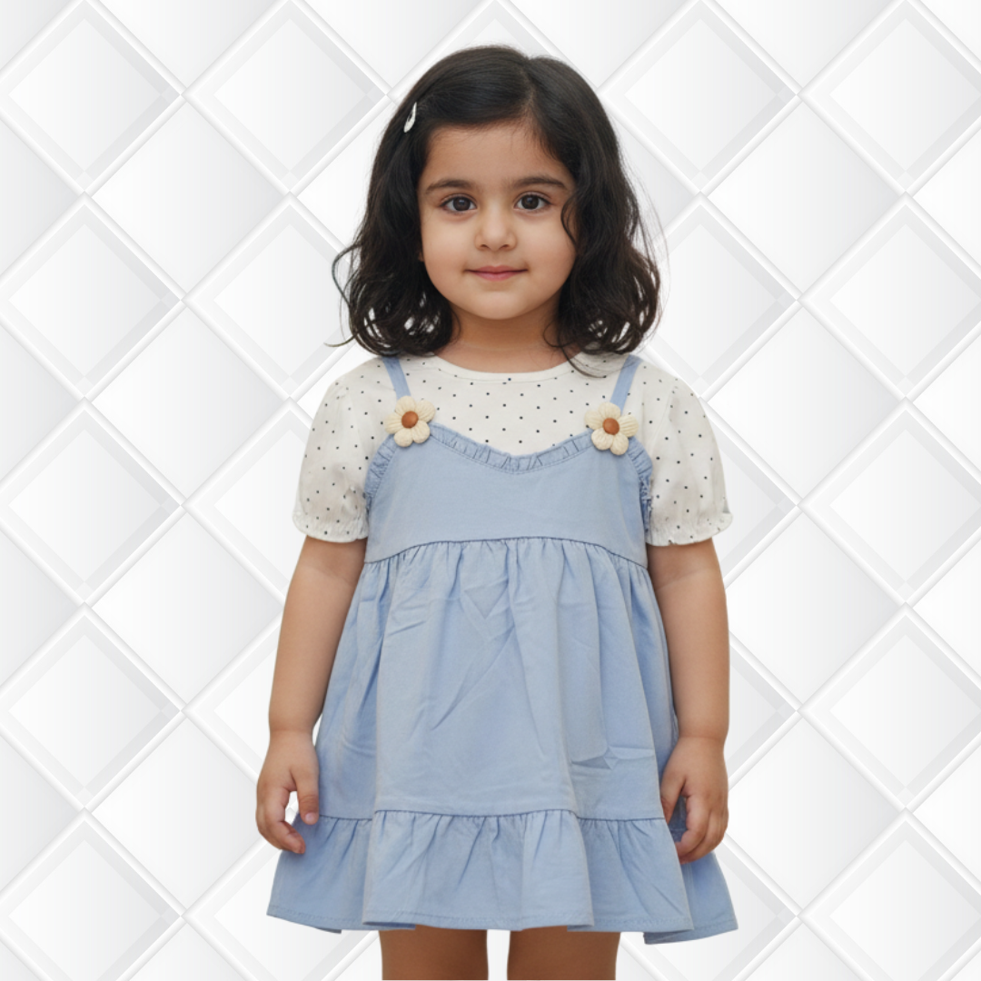 Girls' Premium Summer Frock & Dungaree Collection | Stylish 2-Piece Outfits