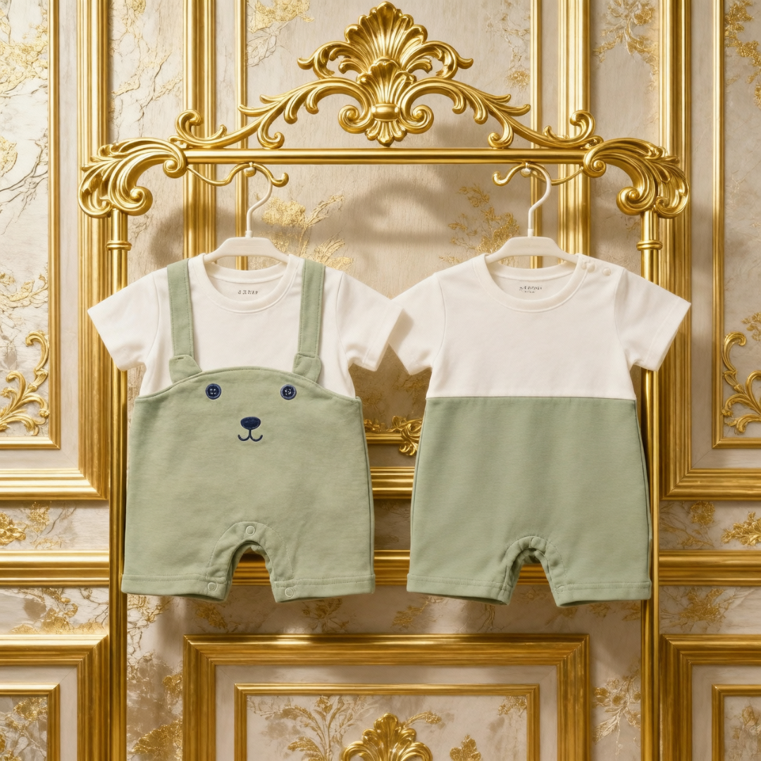 Little Bear Boutique Romper Set | Soft Sage Green 2-Piece Infant Collection