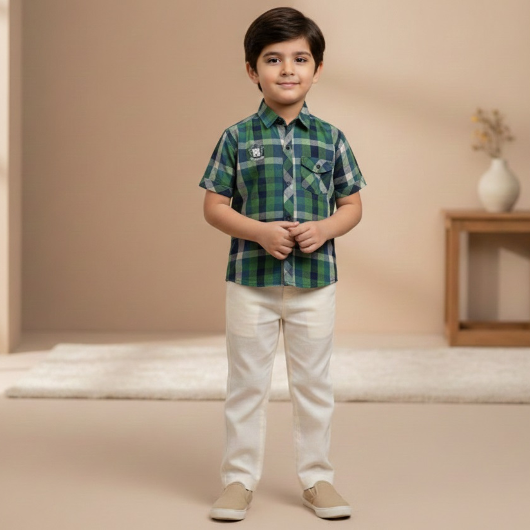 Premium 2-Piece Casual Set | Checkered Button-Down Shirt & Graphic Inner Tank Top