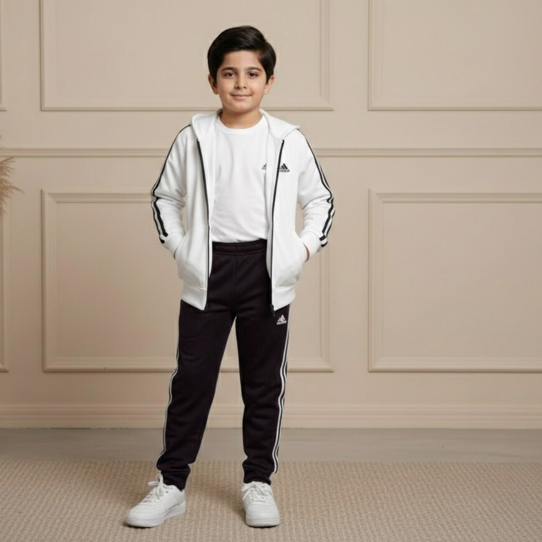 Premium Athletic Full-Zip TrackSuit | Sporty Striped Hooded TrackSuit