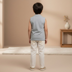 Premium 2-Piece Smart-Casual Set | Long-Sleeve Sky Blue Shirt & Graphic Inner Tank Top