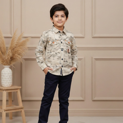 Boys Luxury 2-Piece Set: Designer Over-Shirt with Matching Graphic Inner
