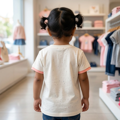 Little Miss Lucky Charm Graphic Tee | Premium Cream Cotton T-Shirt with Peach Accents
