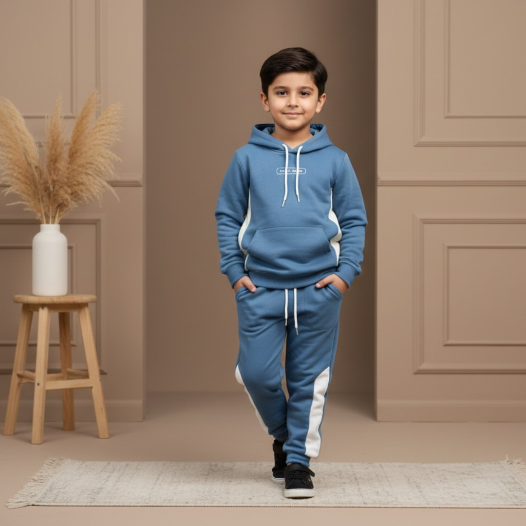 Premium 2-Piece Winter Fleece Tracksuit | Contrast Panel Hoodie & Jogger Set