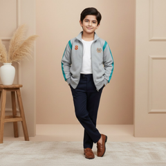 Premium Full-Zip Fleece Hoodie | Varsity Style Winter Jacket with Contrast Sleeves