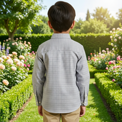 Premium Boys' Mid-Season Layered Shirt | Full-Sleeve Checkered Shirt with Fixed Graphic Inner