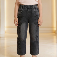 Girls' Premium Embroidered Jeans | Luxury Floral Denim Pants