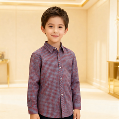 Premium Boys' Mid-Season Layered Shirt | Full-Sleeve Checkered Shirt with Fixed Graphic Inner