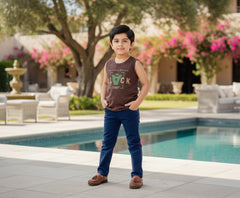 Boys Luxury 2-Piece Set: Premium Textured Over-Shirt with Graphic Inner