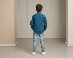 Boys Luxury 2-Piece Set Premium Designer Over-Shirt with Matching Inner