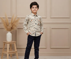 Boys Luxury 2-Piece Shirt Set Designer Over-Shirt with Matching Inner