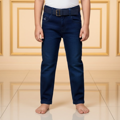 Boys' Premium Jet Black Jeans | Classic Slim-Fit Denim with Belt