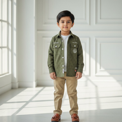 Boys Luxury 2-Piece Shirt Set Premium Over-Shirt with Graphic Inner