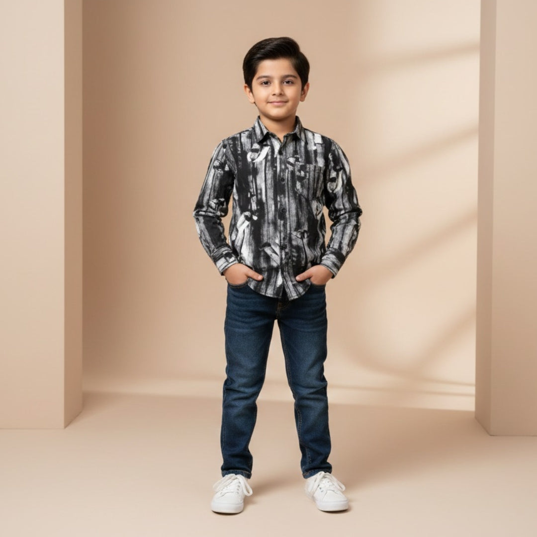 Boys Luxury 2-Piece Set: Premium Designer Over-Shirt with Inner