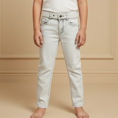 Boys' Premium Jet Black Jeans | Classic Slim-Fit Denim with Belt