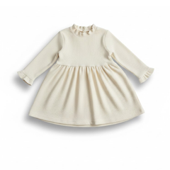 Luxury Girls' Ribbed Knit Ruffle Dress – Premium Woonel Frock
