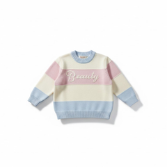 Luxury Girls' "Beauty" Striped Knit Sweater – Premium Pastel Pullover